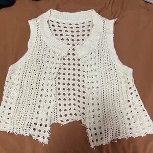 Elegant Cream Knit Sweater Vest